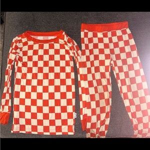 Kids Checkered Pajama Set - Orange and Cream